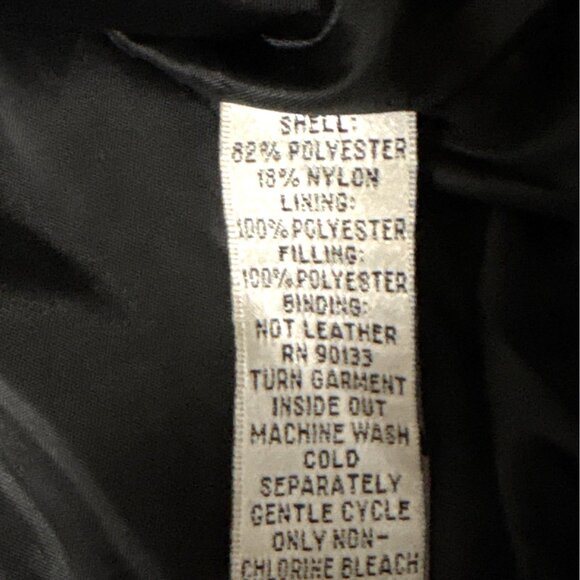 Joan Rivers Quilted Black Chore Coat Brown Trim Gold Snap Buttons Size Large - Picture 4 of 6